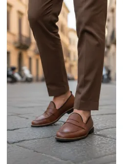 Mocasini barbati maro , tapla subtire, piele eco, comozi 12312 N16-4